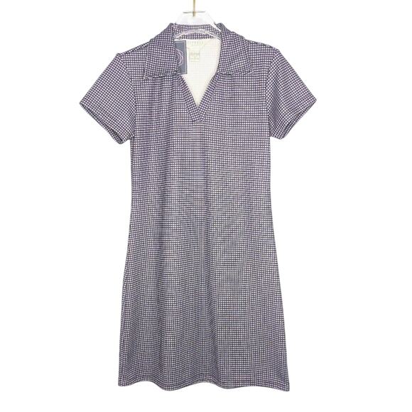 Express 90's Vintage Mini Plaid Pattern Short Sleeve Dress V-Neck Collared S - Picture 1 of 6